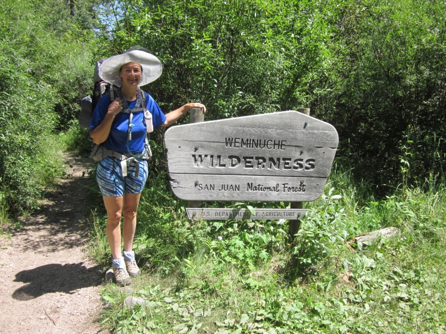 Weminuche Wilderness sign on the Pine River Trail