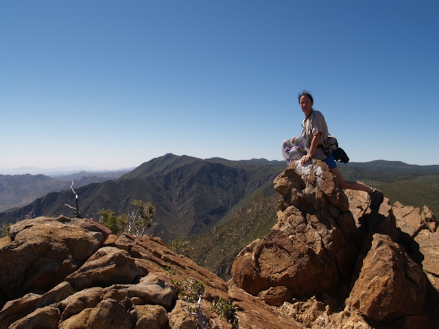 Vicki on the summit of Garnet Peak in the Laguna Mountains